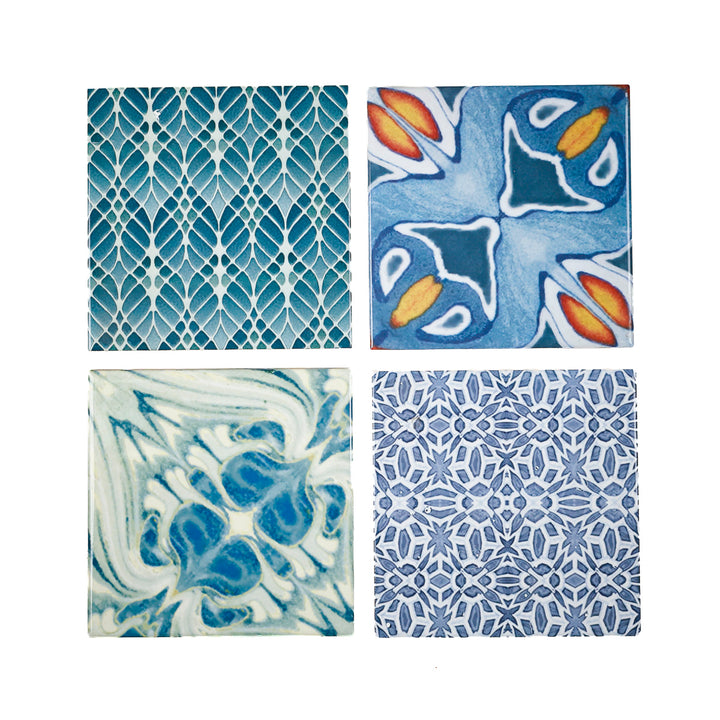 Carreau Ocean Shoal - BORDURE Grande Taille - Bleu Marine - Finition ENCRE CUITE