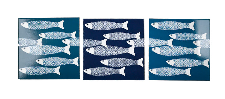 Carreau Ocean Shoal - BORDURE Grande Taille - Bleu Marine - Finition ENCRE CUITE