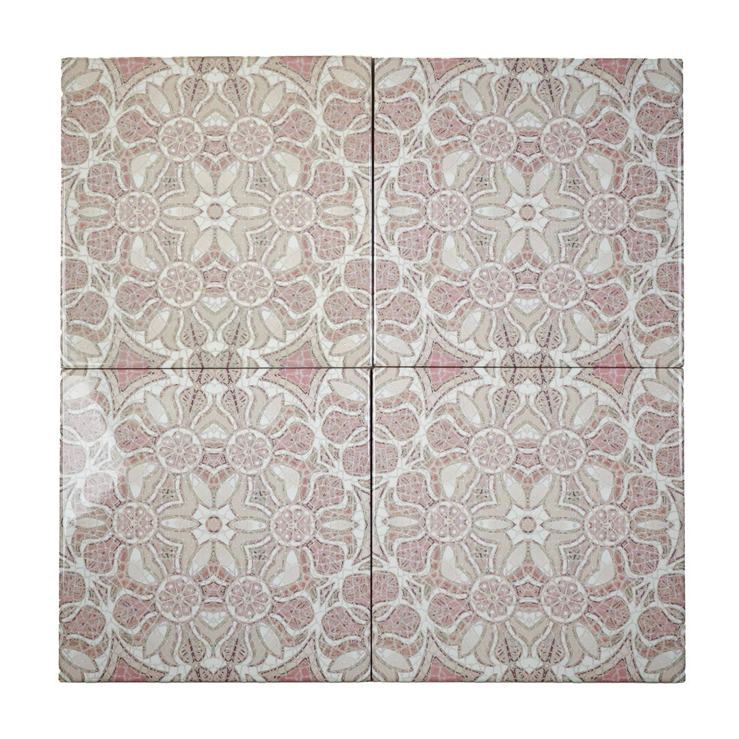 SALE SET - Fired Ink - 4x 20cm Pomegranate Tile - Plaster Pink (perfect!)