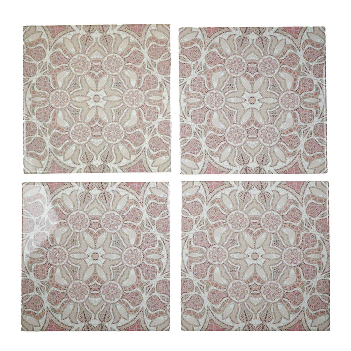 SALE SET - Fired Ink - 4x 20cm Pomegranate Tile - Plaster Pink (perfect!)