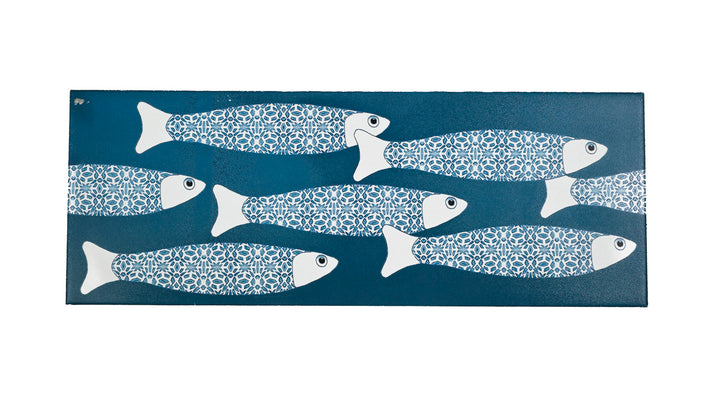 SALE - Fired Ink 45x15cm Single Prototype Tile  - Ocean Shoal Blue Green Teal