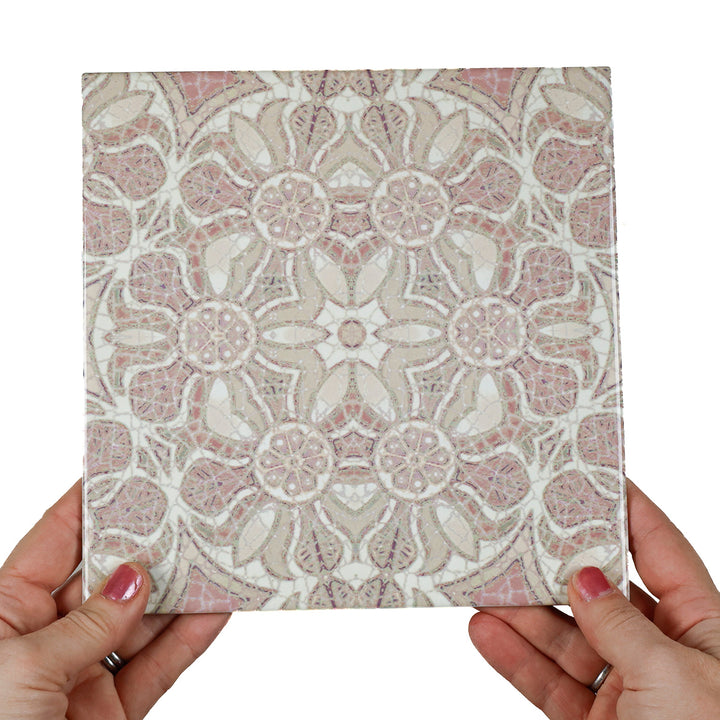 SALE SET - Fired Ink - 4x 20cm Pomegranate Tile - Plaster Pink (perfect!)