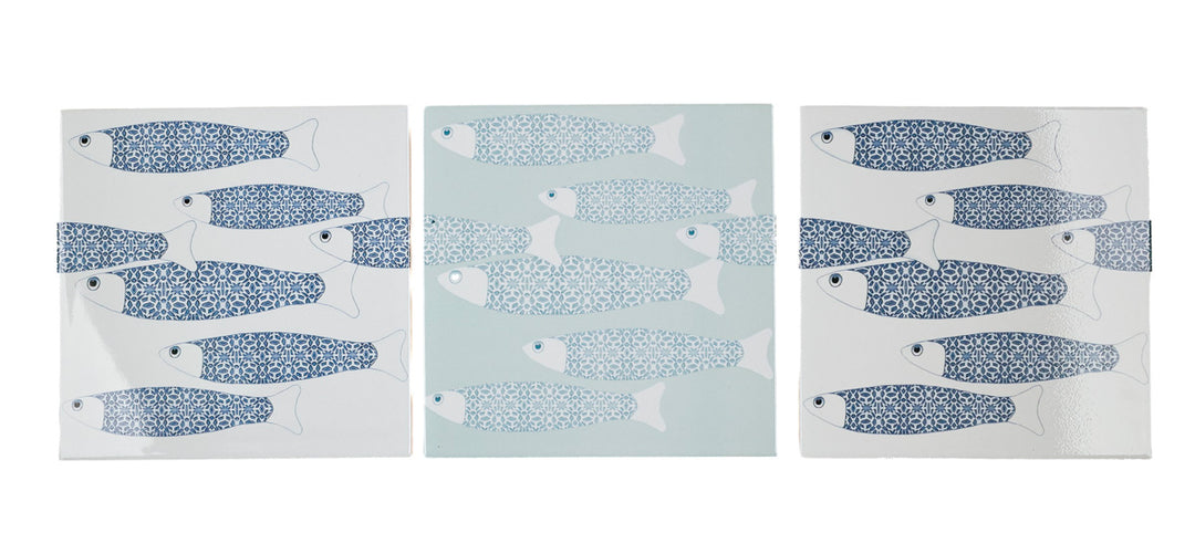Carreau Ocean Shoal - BORDURE Grande Taille - Bleu Marine - Finition ENCRE CUITE