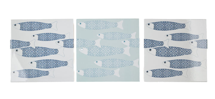 Carreau Ocean Shoal - BORDURE Grande Taille - Bleu Marine - Finition ENCRE CUITE
