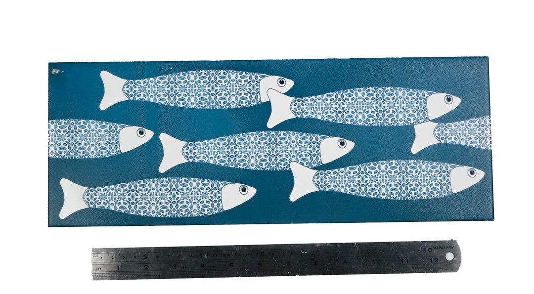 SALE - Fired Ink 45x15cm Single Prototype Tile  - Ocean Shoal Blue Green Teal