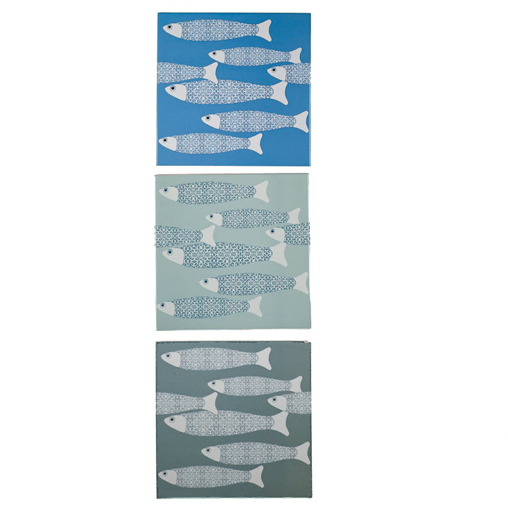 Carreau Ocean Shoal - BORDURE Grande Taille - Bleu Marine - Finition ENCRE CUITE