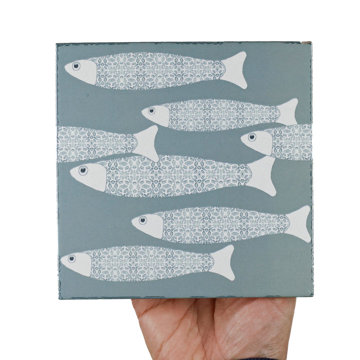 Carreau Ocean Shoal - BORDURE Grande Taille - Bleu Marine - Finition ENCRE CUITE