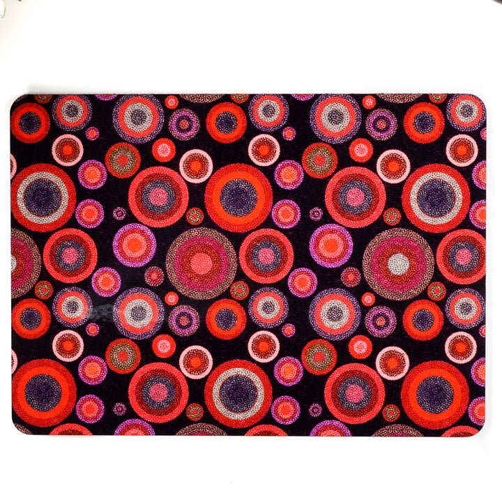 SALE - Single Cork Placemat - Black Pink Red Starry Night design