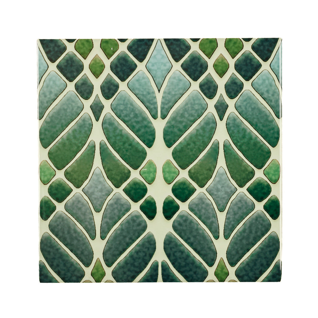 SALE SECONDS SET of 2 x 20cm Green Interwoven Tree tiles (large scale)