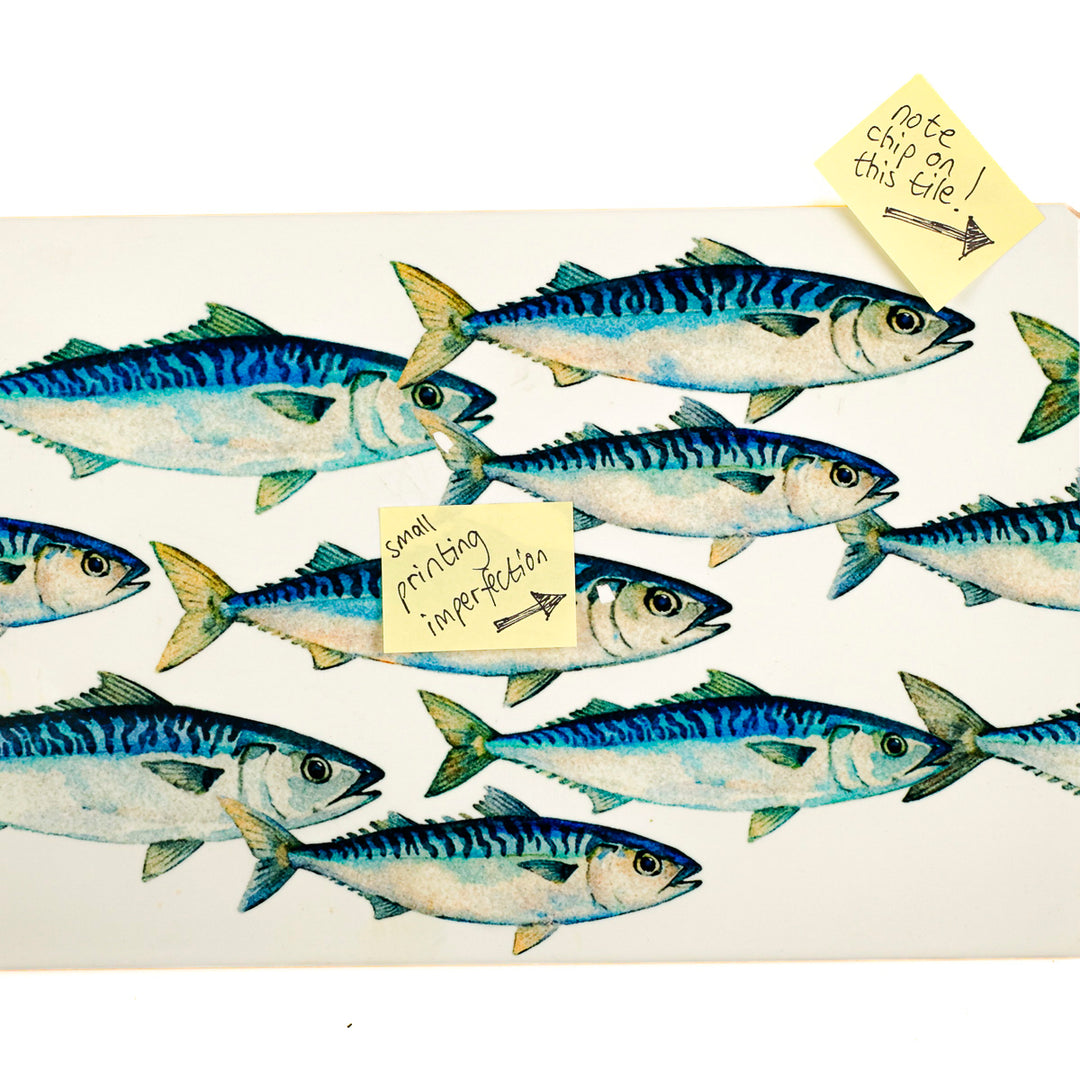 SALE SECONDS - 3x Mackerel Shoal - Large Rectangular Tiles - 30x20cm