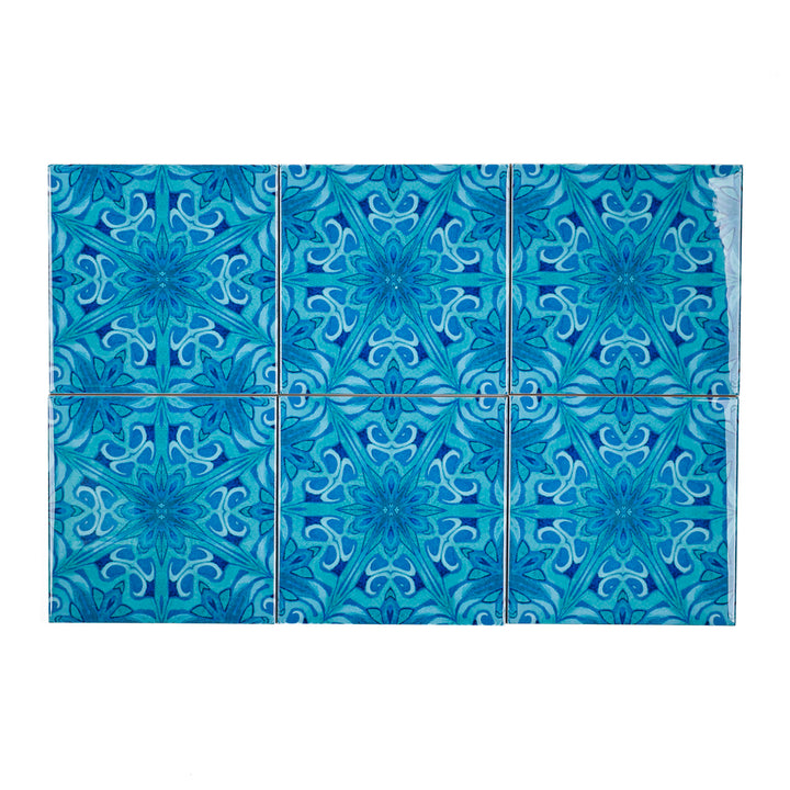 SALE - Set of 6x 10.8cm Agapanthus Tiles