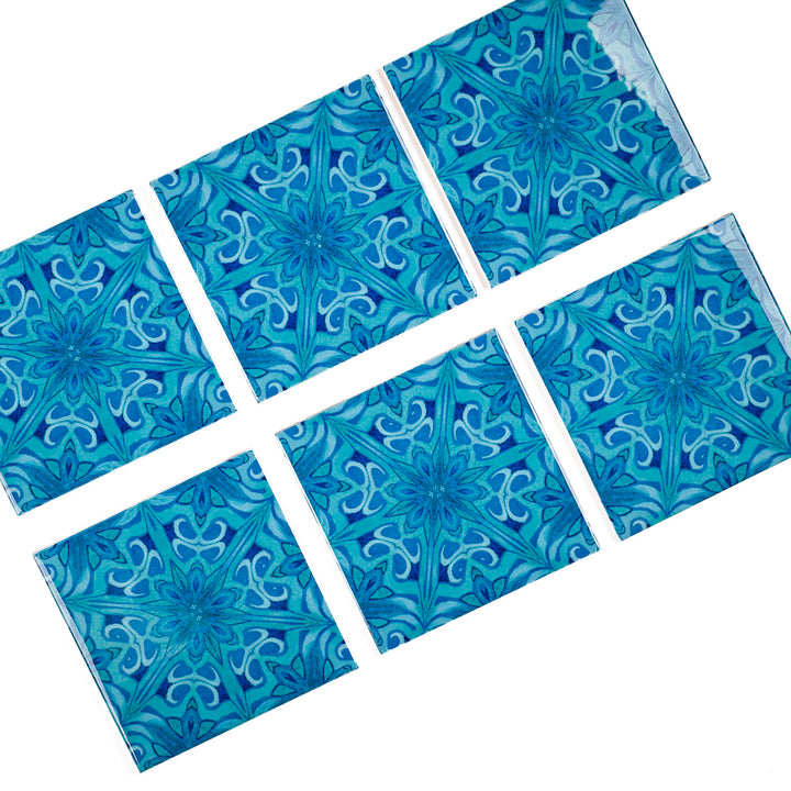SALE - Set of 6x 10.8cm Agapanthus Tiles