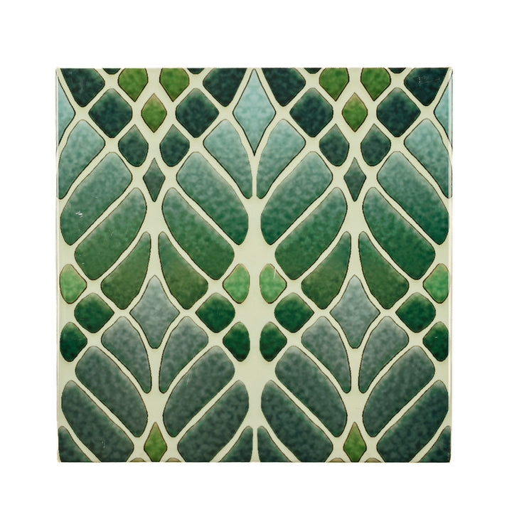 SALE SECONDS SET of 2 x 20cm Green Interwoven Tree tiles (large scale)