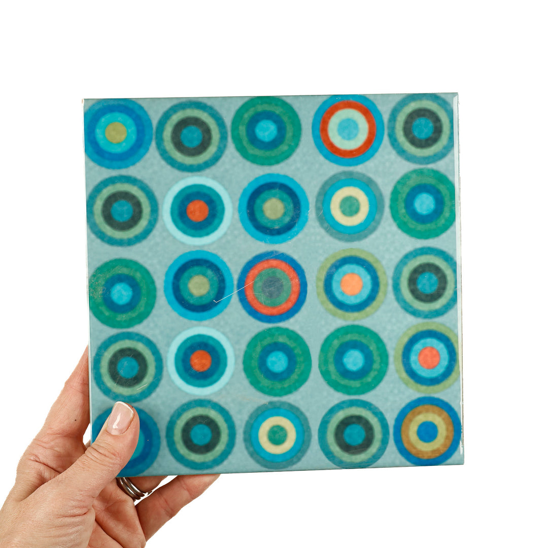 SALE SECONDS - Pair of 20cm Abstract Circles - Mixed design tiles