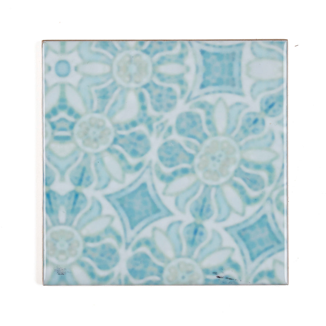 SALE SECONDS - Set of 9 x 10.8cm Pomegranate Hazy Tiles - Aqua - large scale