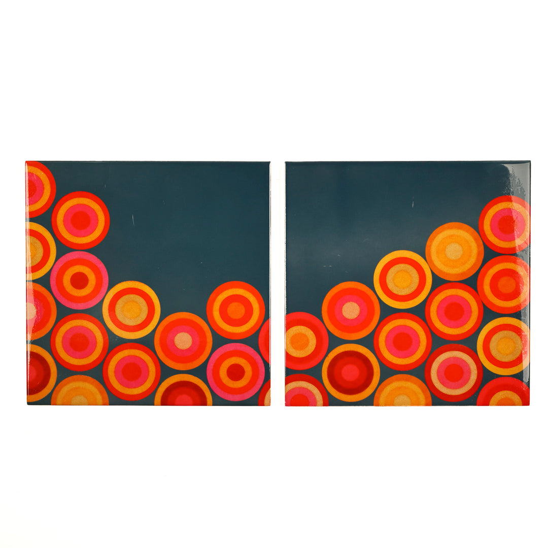 SALE SECONDS - Pair of 20cm Volcanic Circles - Mixed design tiles