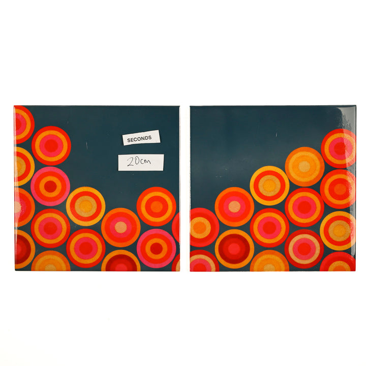 SALE SECONDS - Pair of 20cm Volcanic Circles - Mixed design tiles