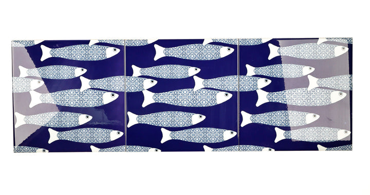 SALE SECONDS - SET of 3 x 20cm Navy blue Ocean Shoal tiles