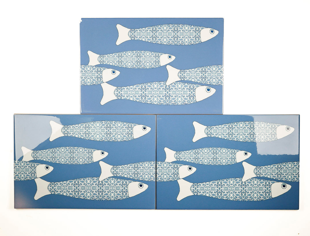 SALE SECONDS - 5x Marineblau Ocean Shoal - Randversion - Große rechteckige Fliesen - 30x20cm