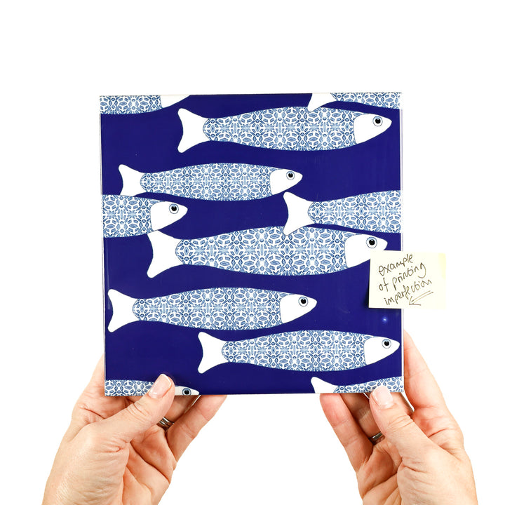 SALE SECONDS - SET of 3 x 20cm Navy blue Ocean Shoal tiles