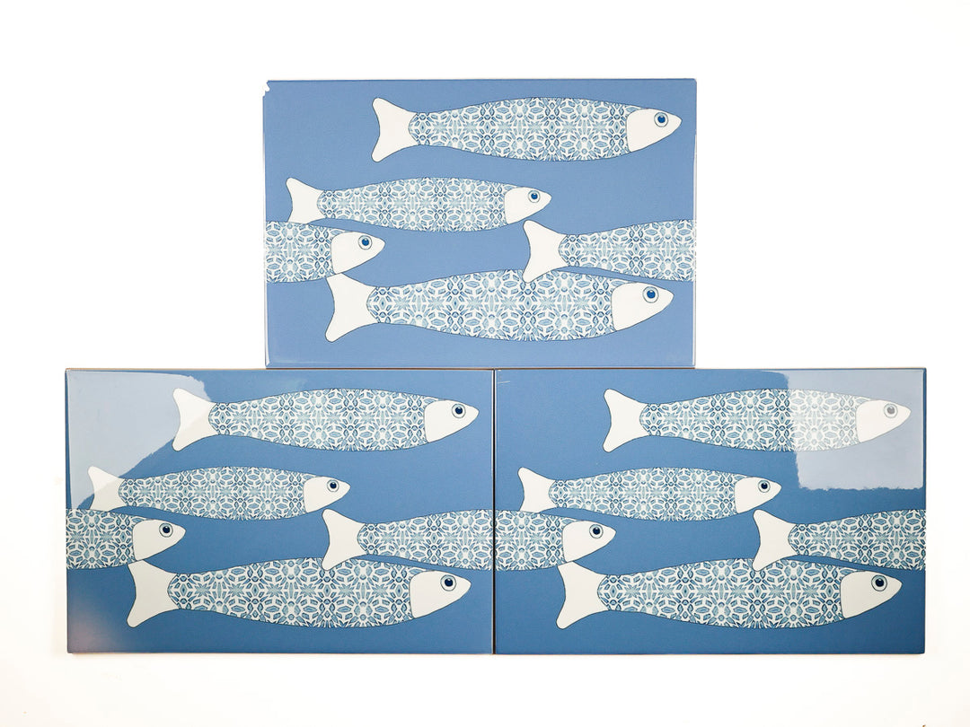 SALE SECONDS - 5x Marineblau Ocean Shoal - Randversion - Große rechteckige Fliesen - 30x20cm