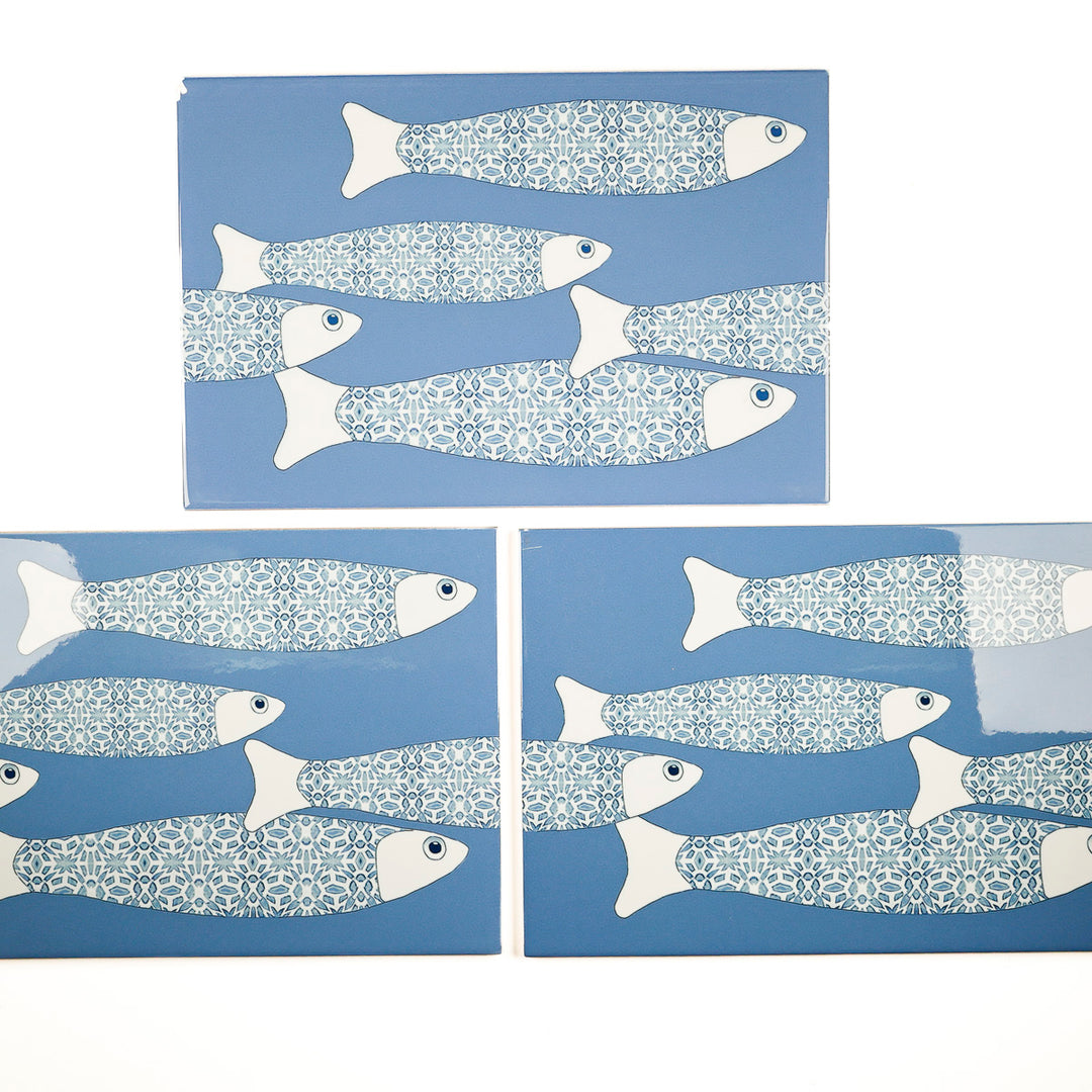 SALE SECONDS - 5x Marineblau Ocean Shoal - Randversion - Große rechteckige Fliesen - 30x20cm