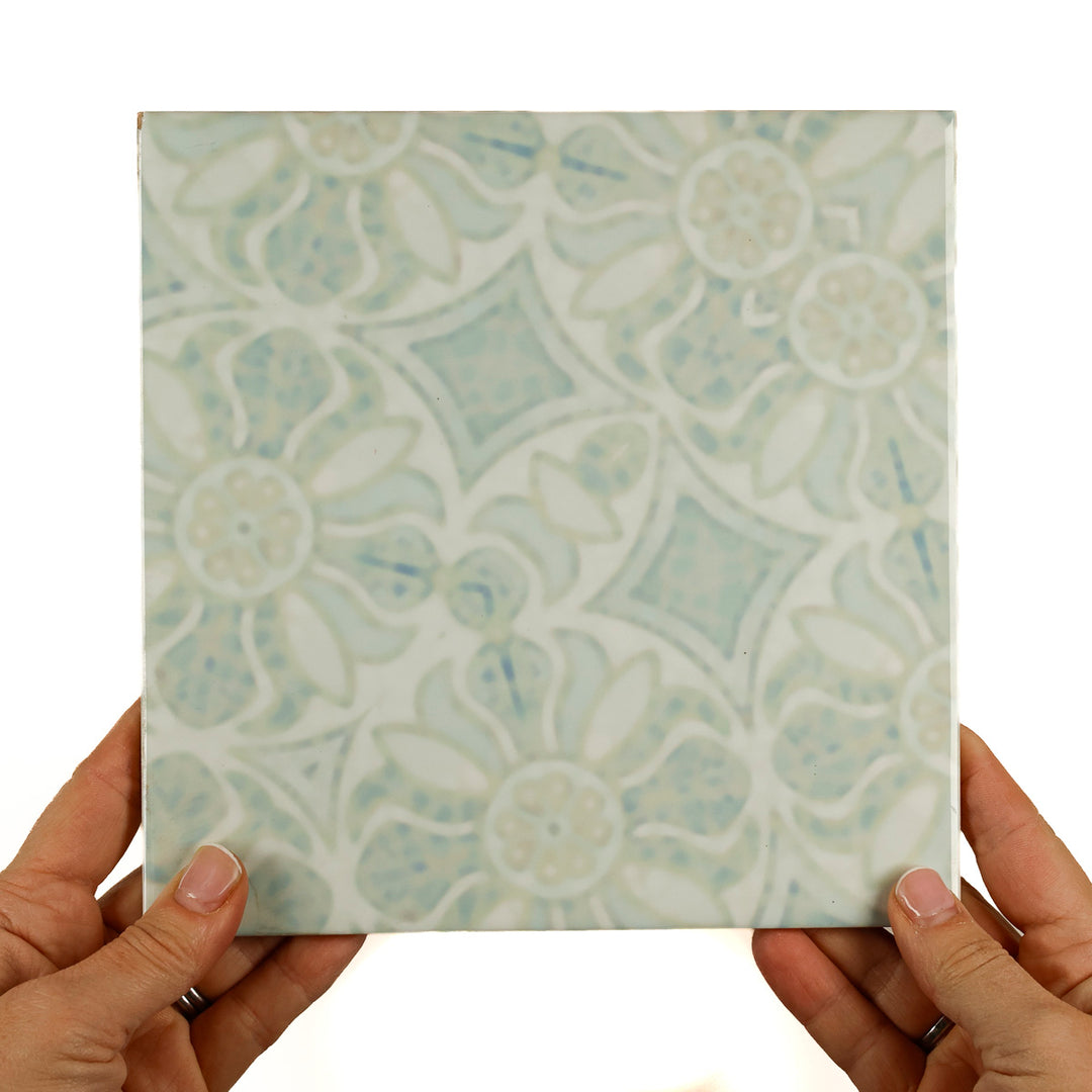SALE SECONDS: Set of 3 x 20cm tiles - Hazy Aqua Pomegranate design