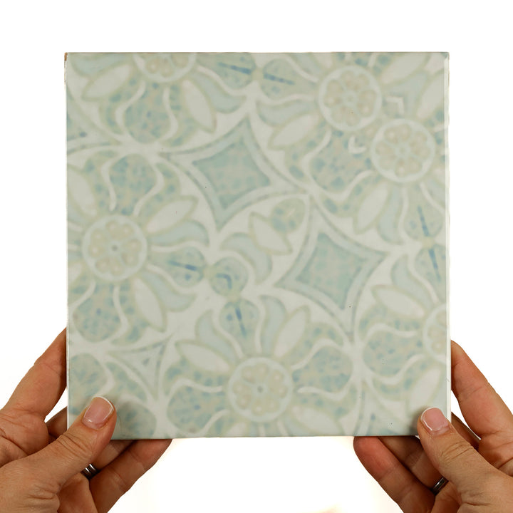 SALE SECONDS: Set of 3 x 20cm tiles - Hazy Aqua Pomegranate design