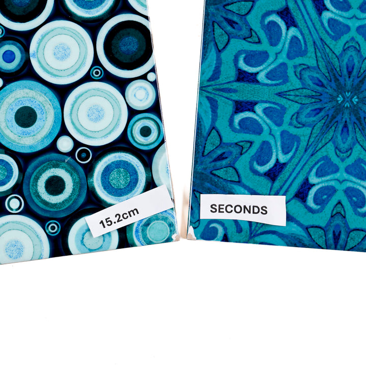 SALE SECOND SET of 12 x 15.2cm - Mixed Design Tiles (blues/greens)
