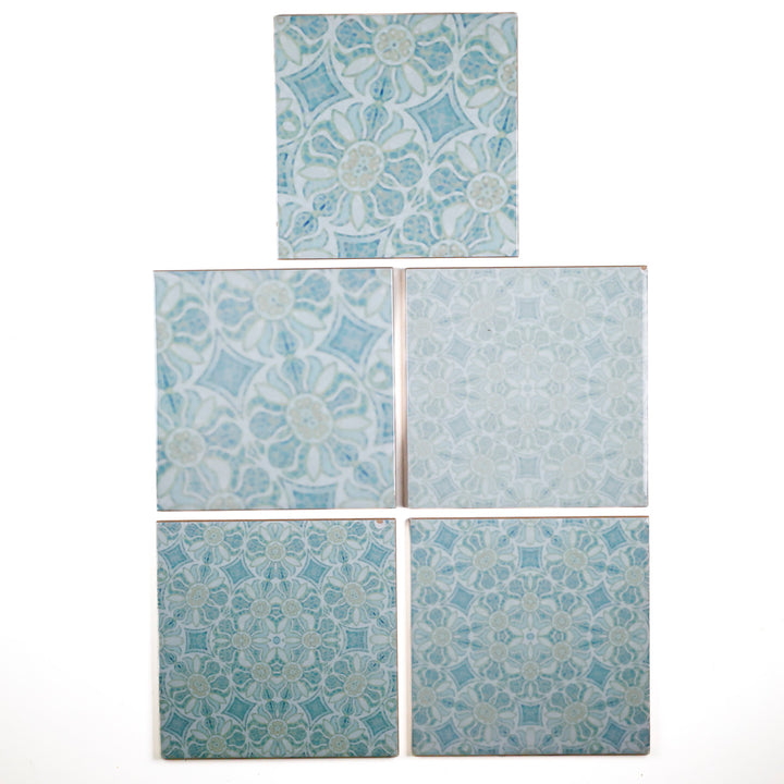 SALE SECONDS - Set of 9 x 15.2 cm Pomegranate Hazy Tiles - mixed designs