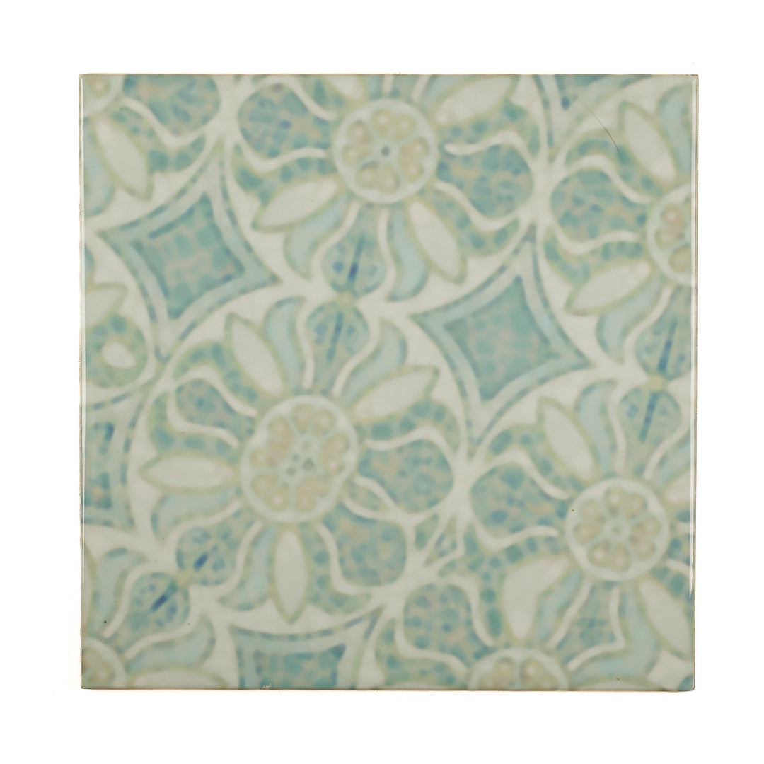 SALE SECONDS: Set of 3 x 20cm tiles - Hazy Aqua Pomegranate design