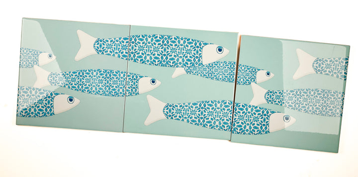 SALE SECONDS - SET of 3 x 20cm Large Scale Ocean Shoal on Mint Green