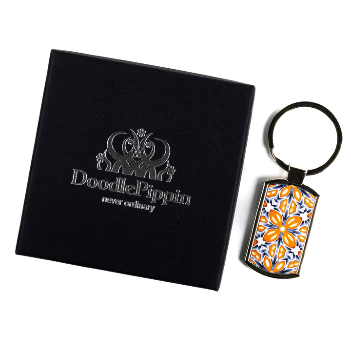 Orange Fox Flower Keyring