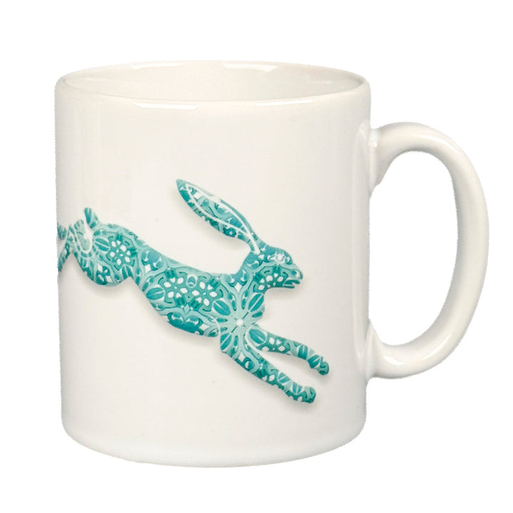 SOLDE DEUXIÈME CHOIX - Mug en porcelaine fine motif abstrait bleu marine et jaune