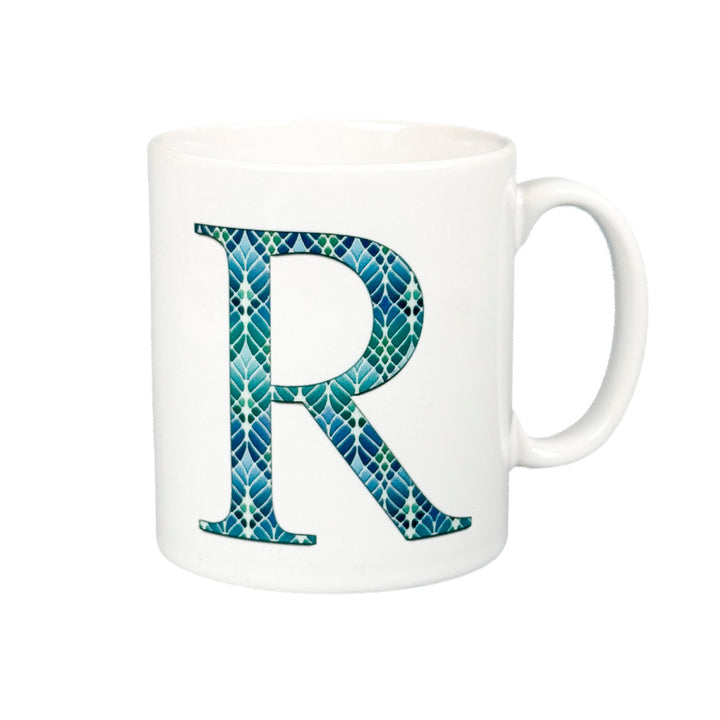 SOLDE DEUXIÈME CHOIX - Mug en porcelaine fine motif abstrait bleu marine et jaune