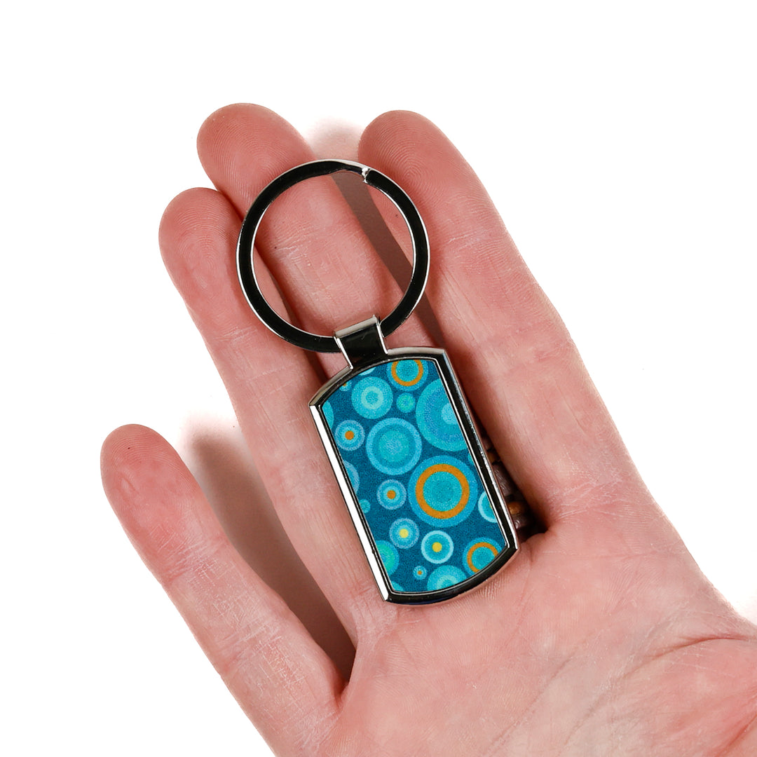 Small Blue Circles Millefiori Keyring