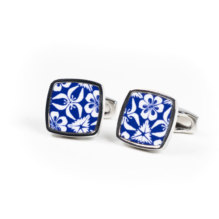 Blue Nettles Millefiori Inlay Cufflink Pair