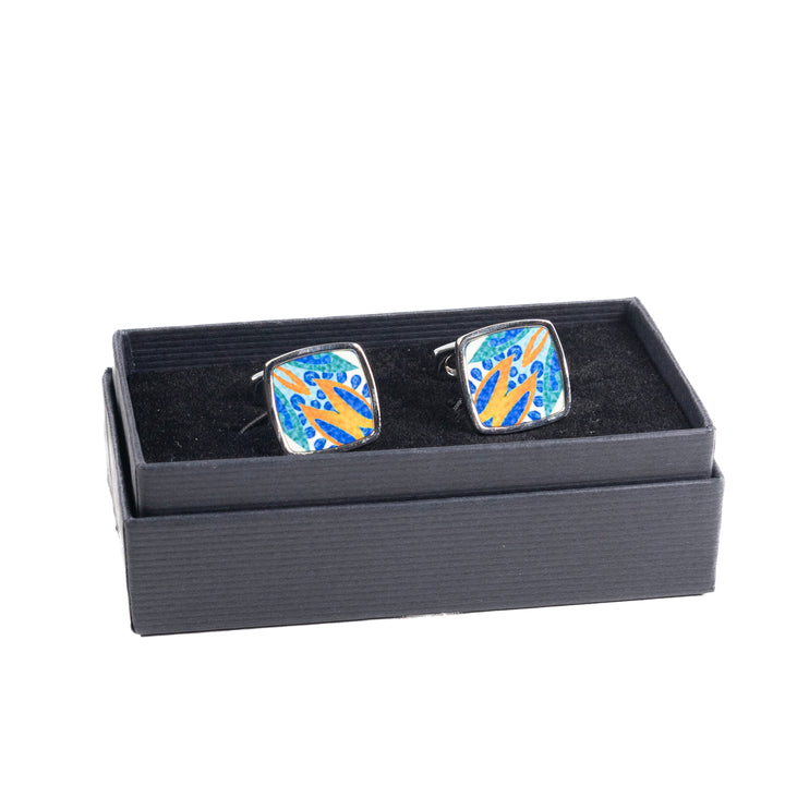 Thistle Millefiori Inlay Cufflink Pair