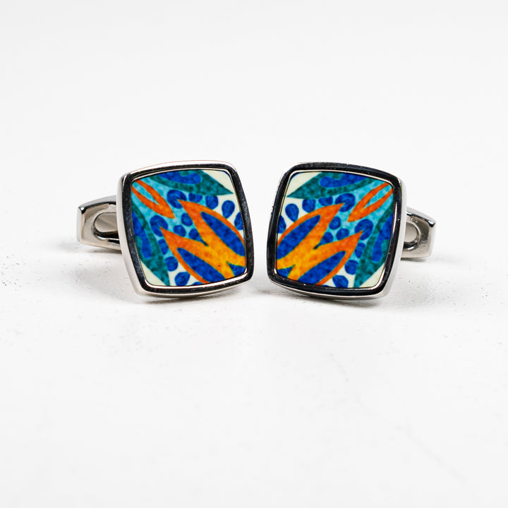 Thistle Millefiori Inlay Cufflink Pair