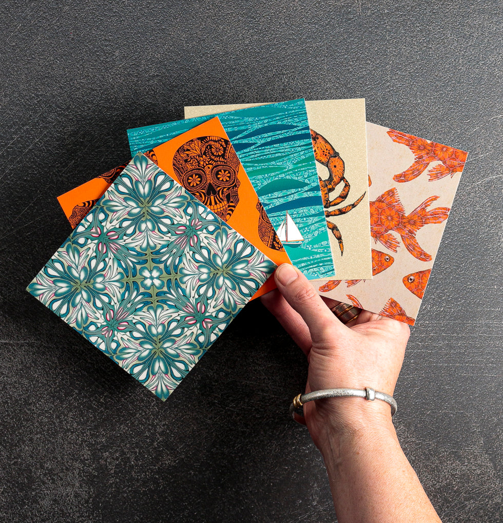 SALE Mixed Set of Five Luxe Square postcards