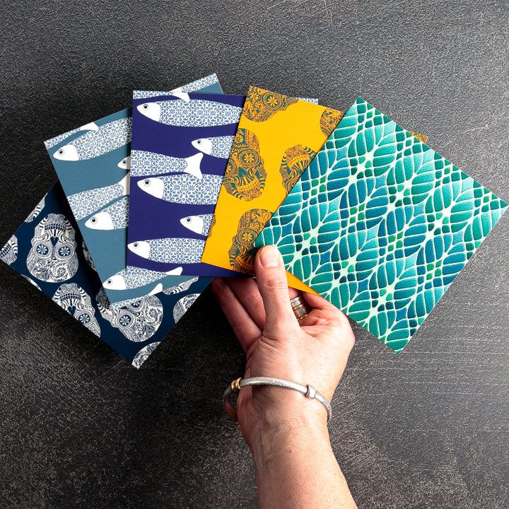 SALE Mixed Set of Five Luxe Square postcards