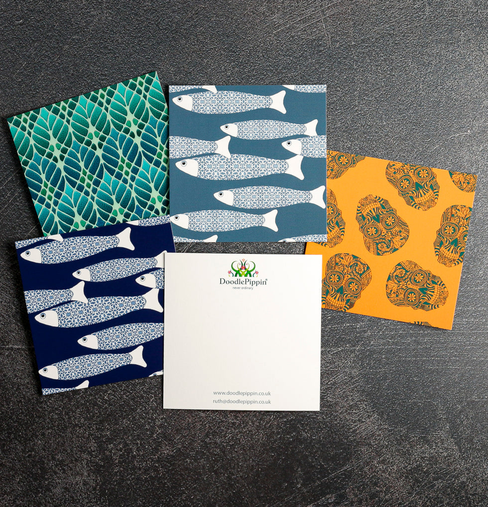 SALE Mixed Set of Five Luxe Square postcards