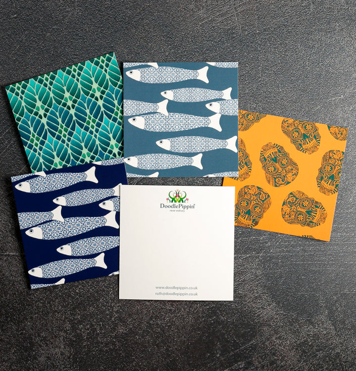 SALE Mixed Set of Five Luxe Square postcards