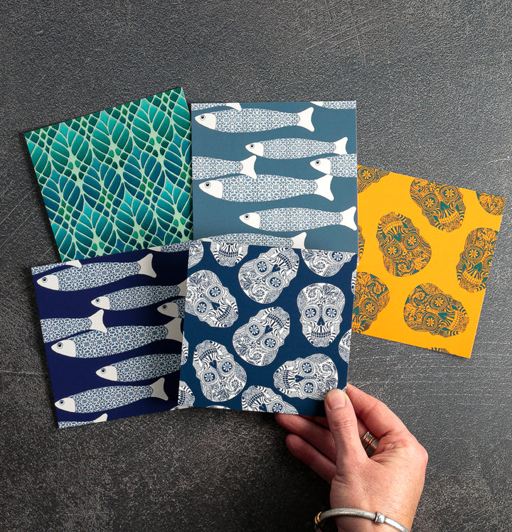 SALE Mixed Set of Five Luxe Square postcards