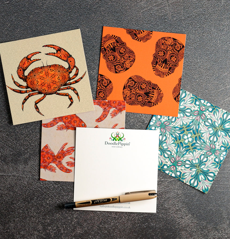 SALE Mixed Set of Five Luxe Square postcards