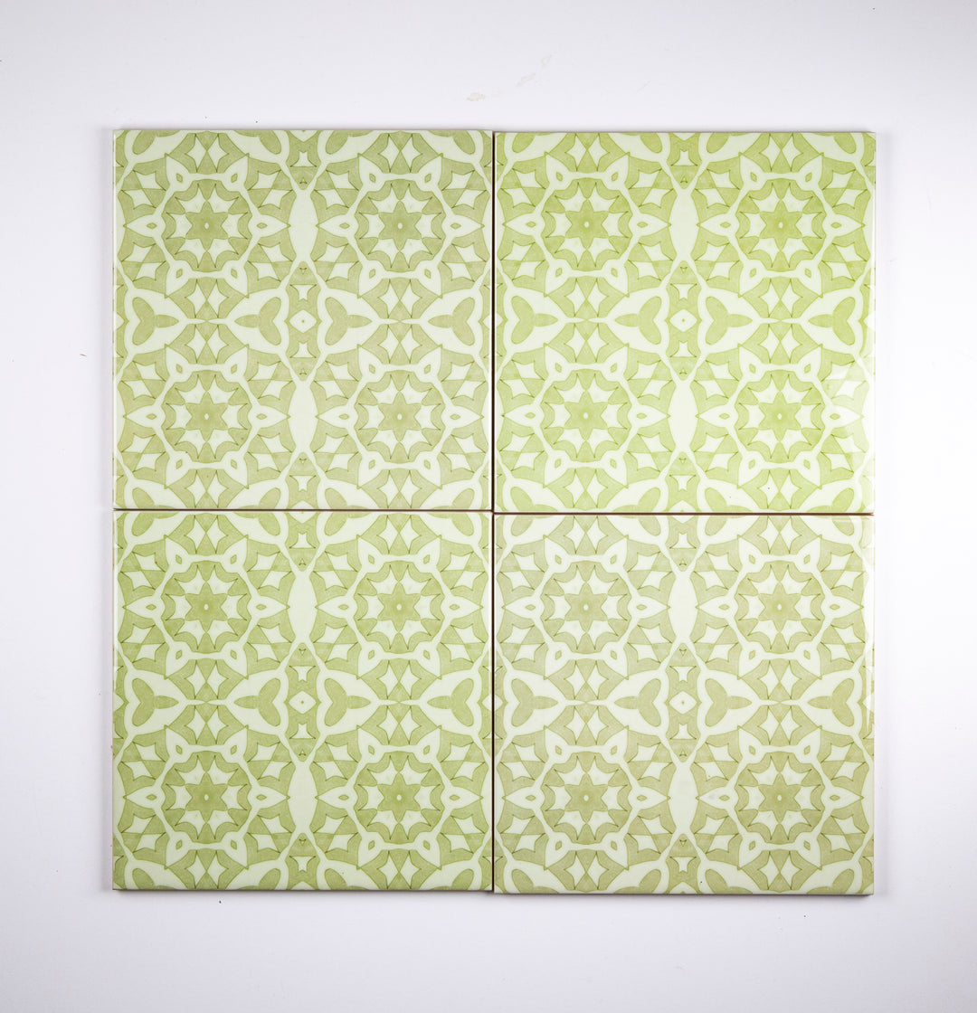 SALE SECONDS SET of: 4x 15.2cm Green Stonework Tiles