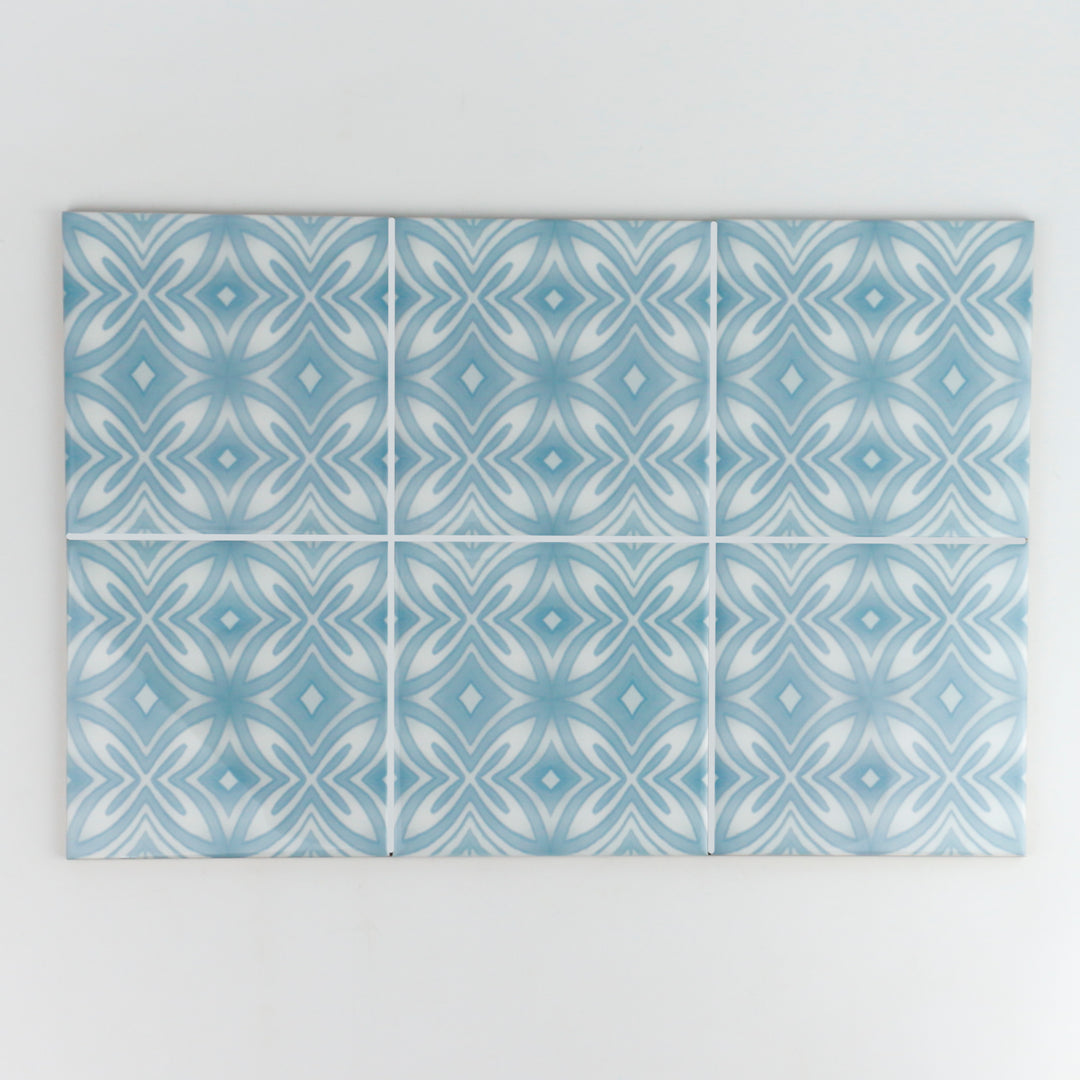 SALE SET - 10 x 15.2cm Pale Blue Star tiles