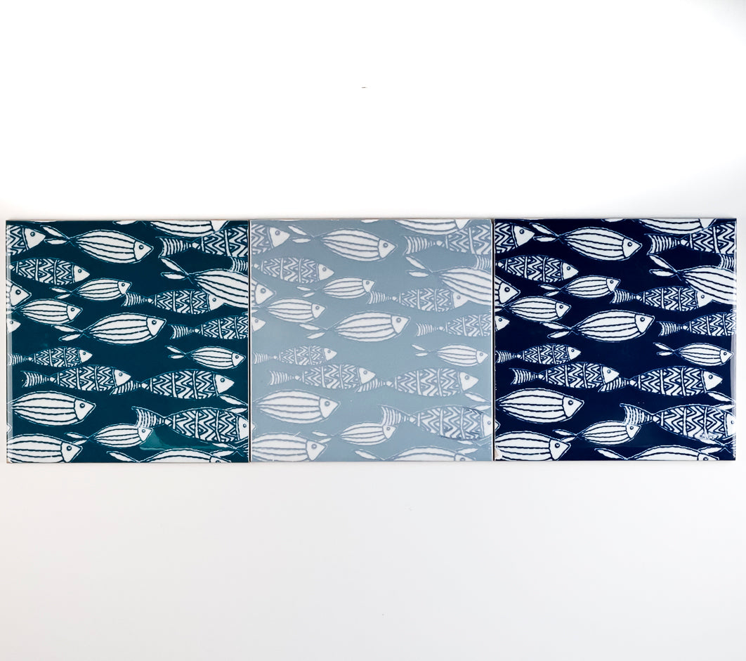 SALE SECONDS : Set of 3 x 15.2cm Mixed Design fish tiles