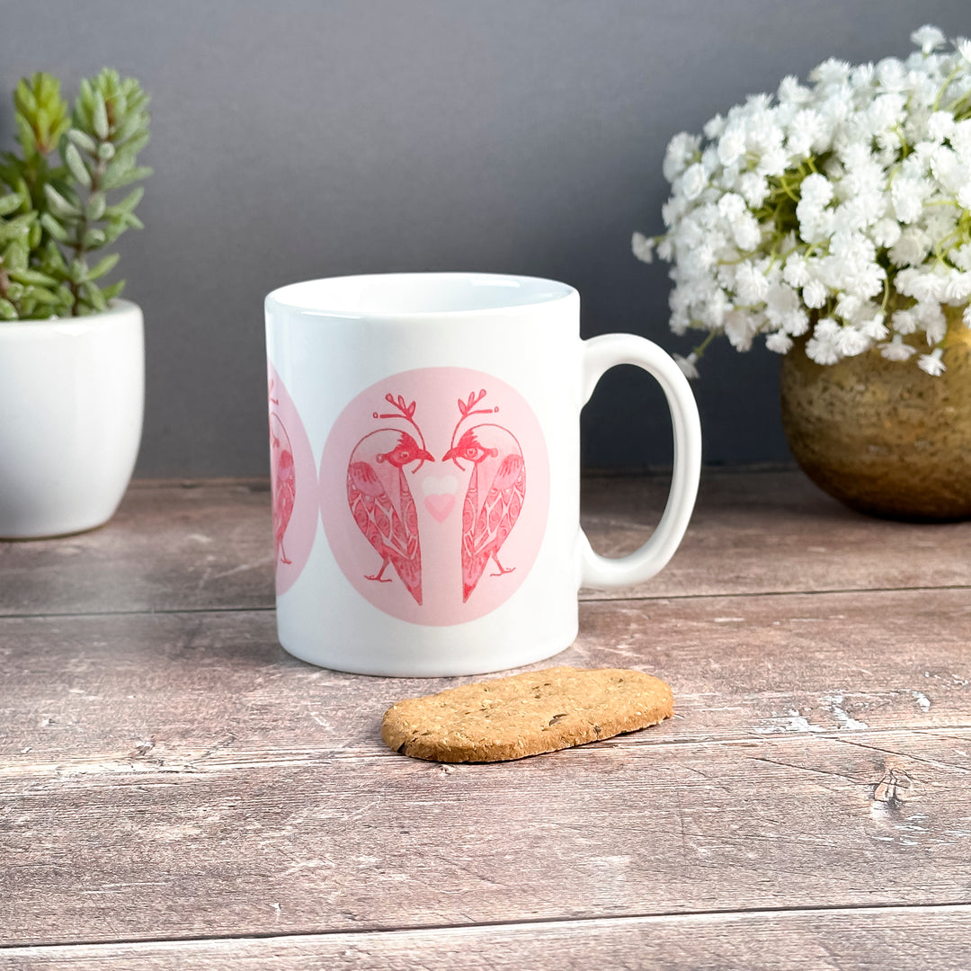 Pale Pink Lovebirds Mug