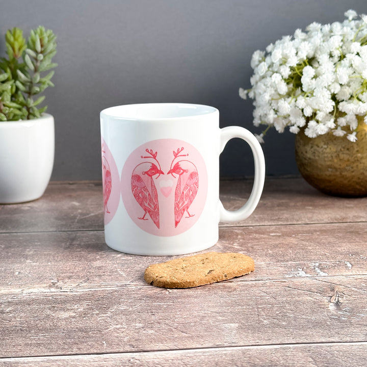 Pale Pink Lovebirds Mug